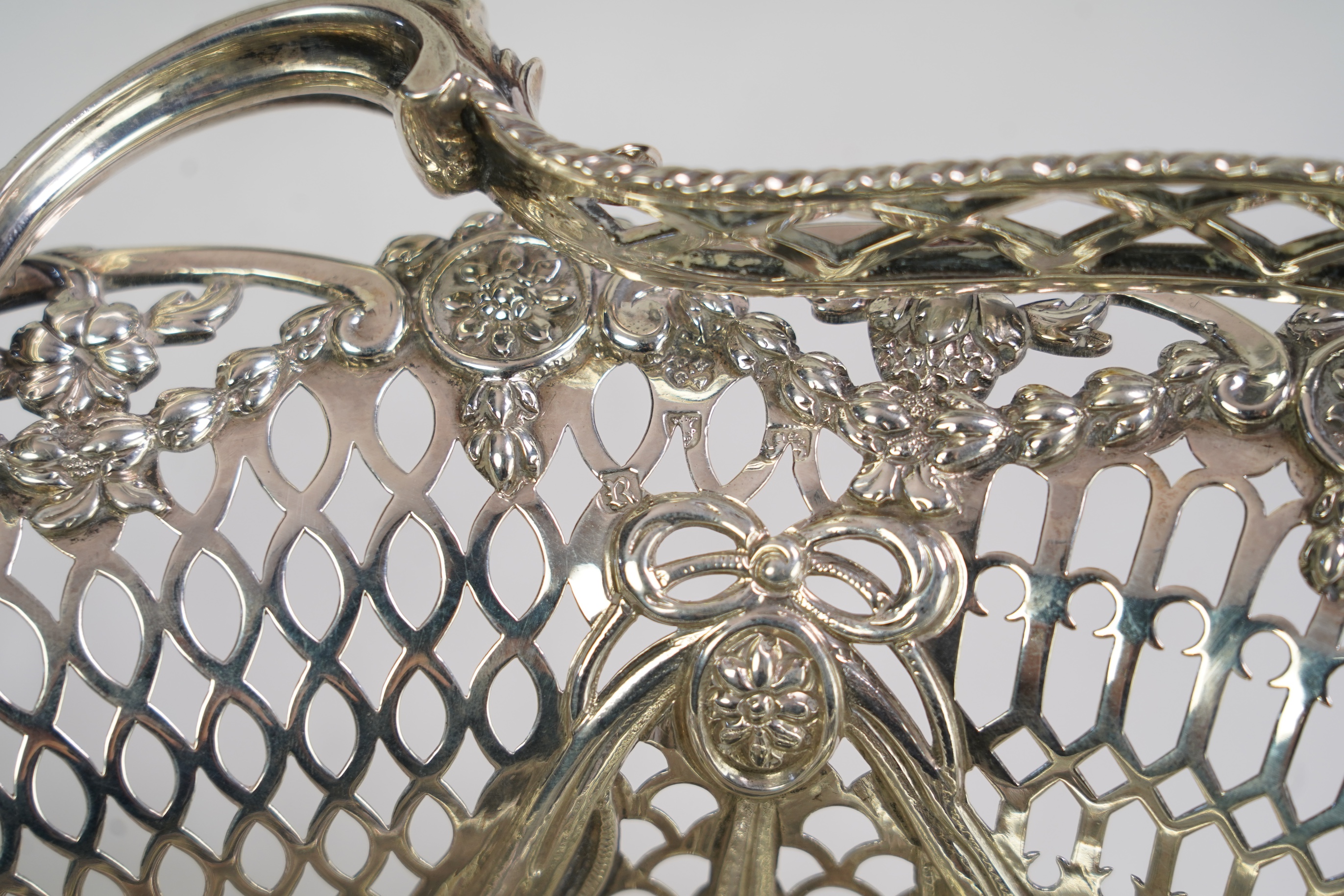 A George III pieced silver oval cake basket, by Charles Aldridge & Henry Green